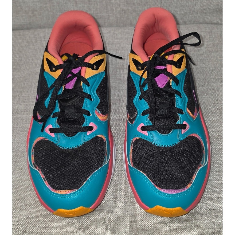 Puma TRC Blaze Sneakers Womens 9 Black Teal Coral Yellow Athletic Shoes